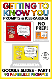 Getting To Know You Conversation Icebreakers Part 1 Google Slides 90 Prompts Getting To Know You Online Teaching Education Lesson Plans