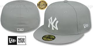 Yankees Team Basic Light Grey White Fitted Hats By New Era