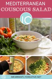 Mediterranean Couscous Salad Infarrantly Creative In 2020 Mediterranean Couscous Salad Mediterranean Couscous Couscous Salad