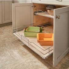 Installing pull out trays in a conestoga base cabinet using blum tandem glides. Premiere Pullout Shelf Basket Base Cabinet Featuring Gray Or Maple Solid Bottom With Blum Full Extension Soft Close Slides By Rev A Shelf Kitchensource Com