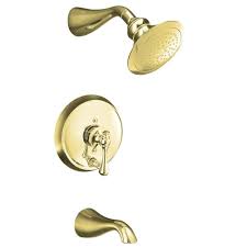 Kohler Revival 1 Handle Tub And Shower Faucet Trim Kit In Vibrant Polished Brass Valve Not Included K T16115 4a Pb Shower Tub Tub Shower Faucets Shower Faucet