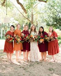 This Couple Celebrated Their Wedding With A Colorful Bohemian Inspired Brunch Rust Bridesmaid Dress Fall Bridesmaid Dresses Red Bridesmaid Dresses