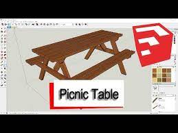 How To Draw A Picnic Table In Sketchup Youtube
