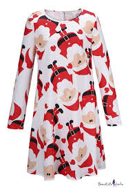 Christmas Santa Print Long Sleeve Round Neck Dress Beautifulhalo Com ✓ free for commercial use ✓ high quality images. christmas santa print long sleeve round neck dress