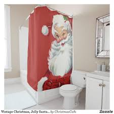 Vintage Christmas Jolly Santa Claus Winking Shower Curtain Zazzle Com In 2020 Vintage Christmas Jolly Santa Christmas Shower Curtains