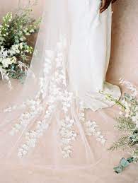 Lace Long Wedding Veil With Floral Elements And Stitched Patterns Long Veil Wedding Wedding Dresses Unique Nashville Wedding Photographers