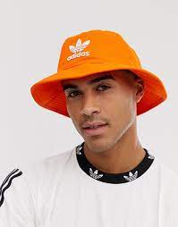 Adidas Originals Logo Bucket Hat In Orange Adidas Originals Logo Winter Outfits Men Bucket Hat Outfit Mens