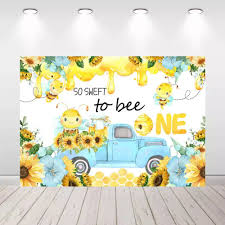 Honeybee and Sunflower-Themed First Birthday Backdrop