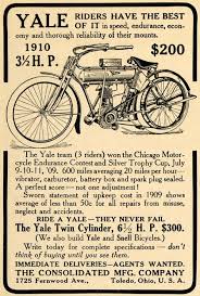1910 ad yale twin cylinder motorcycle consolidated co original tw3 motorrad werbung