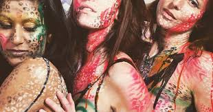 Devi, Aurora, & Bast all painted up by Chor Boogie for Belle SF Magazine.  Photo by David Oliver.