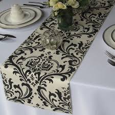 Traditions Ivory And Black Damask Table Runner Wedding Table Runner Table Runners Wedding Table Runners Damask