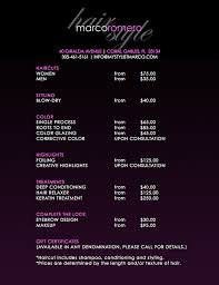 Dbmedia Create Something Amazing Salon Menu Salons Salon Price List