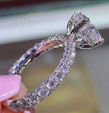 Elegance Pave Round Solitaire Faux Diamond Replica Engagement Etsy Wedding Rings For Women Crystal Engagement Rings Ladies Diamond Rings