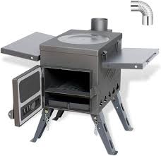 Amazon Com Fltom Camp Tent Stove Portable Wood Burning Stove For Tent Shelter Camping Heating And Cooking Includes Stainless Wall Chimney Pipes Kitchen Dining