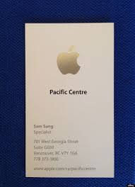 Download and create your own apple business cards right now. Sam Sung Auctions Off Apple Business Card Huffpost Canada British Columbia