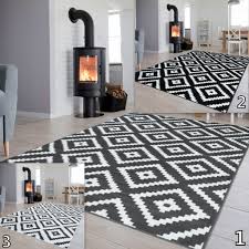 Grey White Black Geometric Modern Rug Diamond Pattern Small Medium Large Rugs Ebay