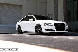 Gorgeous White Audi A8 Sedan On Black Custom Wheels Audi A8 Audi Cars Audi