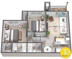Get the inspiration for apartment design with planner 5d collection of creative solutions. Multifamily Property 2 Bedrooms 3d Floor Plan 2 Bedroom Apartment Floor Plan Simple Floor Plans Small Apartment Floor Plans