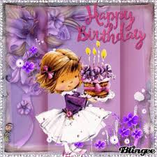 Purple birthday party decorations set with purple balloons, silver happy birthday balloons banner, purple foil fringe curtain for baby shower birthday party. Happy Birthday Purple Cake Gif Gifs Birthday Happy Birthday Birthday Quotes Birthday Wishes Greetings Birthday Wishes Cards Kids Birthday Cards