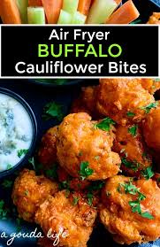 Air Fryer Buffalo Cauliflower Crispy Spicy A Gouda Life Recipe Air Fryer Recipes Healthy Air Fryer Dinner Recipes Buffalo Cauliflower Recipes