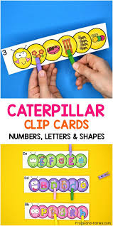 Caterpillar Clip Cards Numbers Letters Shapes Frogs And Fairies Clip Cards Teaching Shapes Preschool Learning Activities