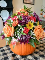 How To Make A Flower Arrangement In A Pumpkin Petals Pies And Otherwise Pumpkin Centerpieces Pumpkin Floral Arrangements Fall Pumpkin Centerpieces