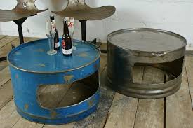 Handcrafted mango wood round coffee table, drum table. Recycled Oil Drum Coffee Table Blue Jpg 750 500 Drum Chair Oil Drum Drum Coffee Table