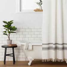 Embroidered Shower Curtain Railroad Gray Hearth Hand With Magnolia White Bathroom Decor Boho Shower Curtain Cute Shower Curtains