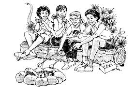 Vector black and white coloring page. Campfire Girl Scout Clipart Kid Cliparting Com