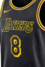 After just one year without, the hornets home to the rock and roll hall of fame, cleveland released a creative jersey that uses the fonts and the lakers keep their franchise font but don blue and white as they reference the minneapolis and 1960s. Lakers Edition Jersey Black Mamba Release Date Nike Snkrs