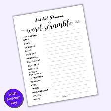 Check spelling or type a new query. Free Printable Bridal Shower Word Scramble With Answer Key The Artisan Life