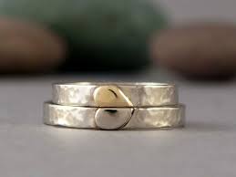 Solid Gold Heart Wedding Rings We Hold One Heart In 14k White And Yellow Gold Handmade Wed Heart Wedding Rings Handmade Wedding Band Gold Wedding Band Sets