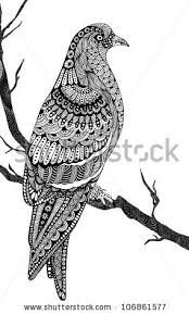 Beautiful Hand Drawn Pigeon Unique Style Stock Vector Boho Art Drawings Geometric Design Art Doodle Art Designs