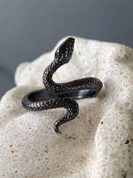 Black Snake Ring Snake Ring Adjustable Snake Ring Snake Jewelry Ring Snake Ring Silver Black Rings
