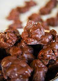 Chocolate Nut Clusters Or Reindeer Poo Chocolate Nuts Clusters Chocolate Nuts Holiday Candy Recipes