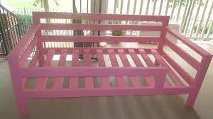 This toddler bed features two side safety rails and sits low to the floor for ease in getting in and out of bed and reinforced for stability with a center leg. Pin On Things I Ve Made My Own Diy