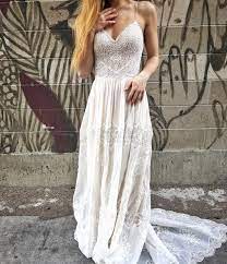 Vintage Lace Boho Chi Wedding Dress Open Back Straps Flowing Skirt Eva By Flora Trendy Wedding Dresses Wedding Dresses Lace Wedding Dresses