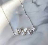 Light Grey Freshwater Pearl Necklace S925 Antioxidant Necklace Clavicle  Chain