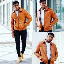Iamcaez Wearing Our Classic Downtown Jacket In A Much Casual Way The Jacket To See Features In Leather Jacket Men Tan Leather Jackets Real Leather Jacket