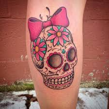 Flat style day of the female dead sugar skull with pink hair. Female Sugar Skull Tattoos Novocom Top