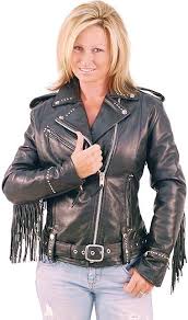 Womens Stud And Fringe Leather Motorcycle Leather Jacket Features Full Sleeve Zip Out Lin Fringe Leather Jacket Leather Jacket Leather Motorcycle Jacket Women