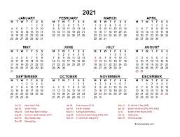 The year 2021 is a common year, with 365 days in total. 2021 Year At A Glance Calendar With Uk Holidays Free Printable Templates