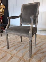 Louis Xvi Set Of Six Restoration Hardware Washed Oak And Velvet Dining Chairs For Sale Dining Chairs Oak Dining Chairs Velvet Dining Chairs