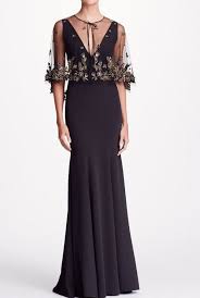 Marchesa Notte 2 Piece Black Crepe Evening Gown With Lace Cape Poshare Sizes 0 16 Deep V Neckline Sleevele Vestidos Bonitos Vestidos Vestido Festa Casamento