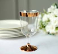 Plastic Wine Glasses 6oz Clear/Rose Gold | eFavormart