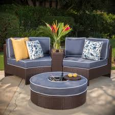 Ibarra Ibiza 4 Piece Sectional Seating Group With Ice Bucket Ottoman Wicker Patio Sectional Patio Sectional Blue Cushions