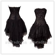 Black Corset High Low Gothic Party Dress Strapless Short Black Mini Dress Backless Prom Dress Backless Prom Dresses Short Black Mini Dress Black Corset Dress