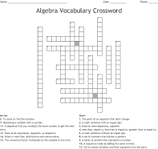 Algebra Vocabulary Crossword Wordmint
