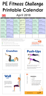 April Printable Fitness Challenge Calendar S S Blog In 2020 Physical Education Lessons Health Education Lessons Health And Physical Education