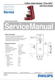Philips Senseo Viva Cafe Hd7825 80 B Service Manual Free Download Philips Manual Repair